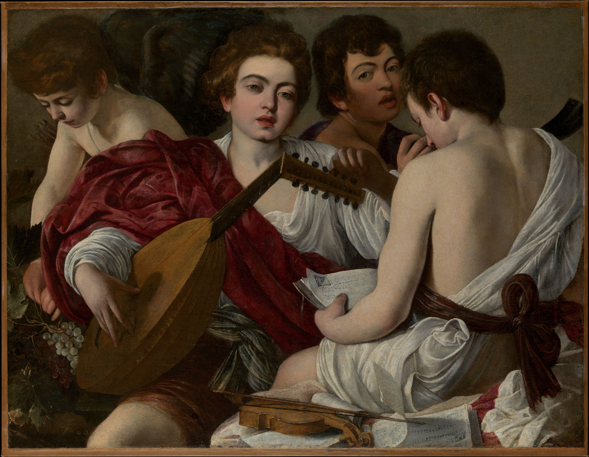 Caravaggio, c. 1595  . Los músicos o Concierto de jóvenes. 
